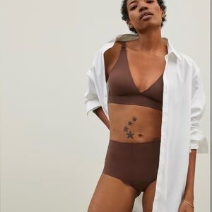 Everlane The Invisible High-Rise Hipster Panties NWT in Dark Tan/Brown Size XXS